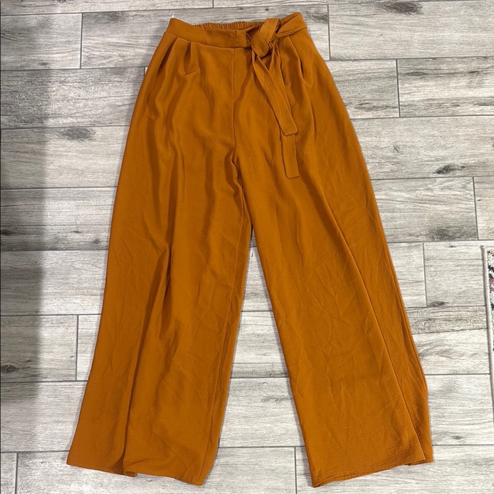 Women's Wide-Leg Tie-Waist Pants in Orange